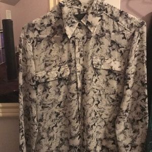 Guess dress button down shirt-white Black and grey